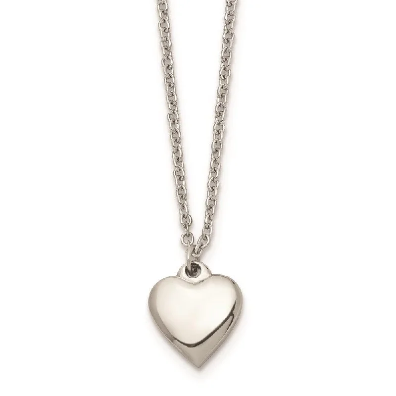 Trendy necklaces and pendants with statement pieces for a bold fashion statement-Stainless Steel Polished Heart w/1.50in. ext. Necklace