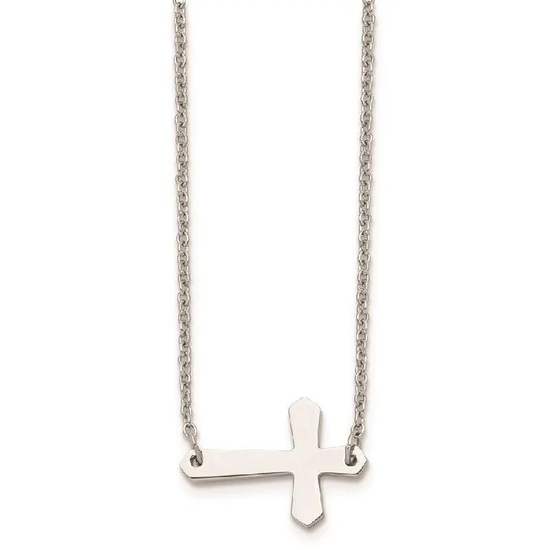 Best necklaces and pendants with cubic zirconia for a budget-friendly dazzling effect-Stainless Steel Polished Sideways Cross Necklace