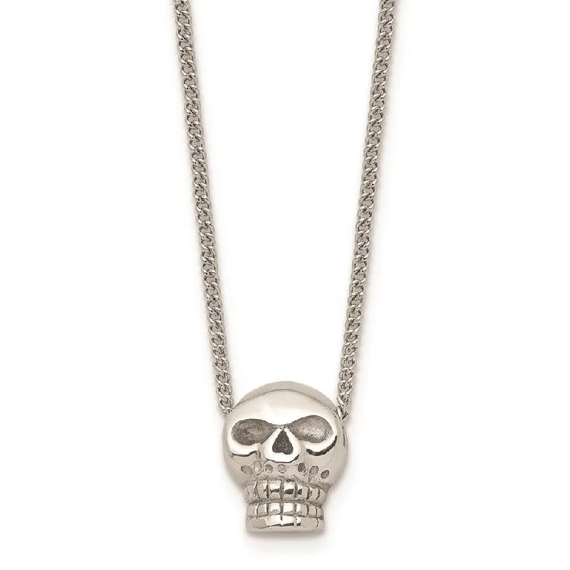 Best necklaces and pendants with intricate beadwork for a bohemian-inspired look-Stainless Steel Polished Skull Necklace