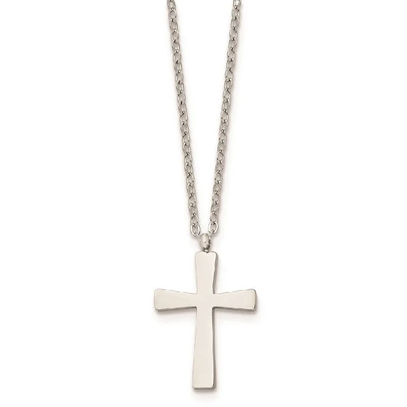 Necklaces and pendants with abstract shapes for a modern, creative appearance-Stainless Steel Polished Small Cross 18in Necklace