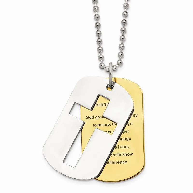 Beautiful necklaces and pendants with diamond-encrusted designs for maximum sparkle-Stainless Steel Polished Yellow IP-plated Serenity Prayer Necklace