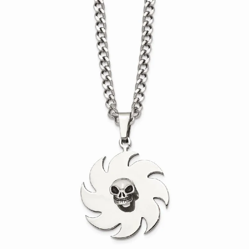 Best necklaces and pendants with adjustable chains for a customizable fit-Stainless Steel Saw Blade with Skull Necklace