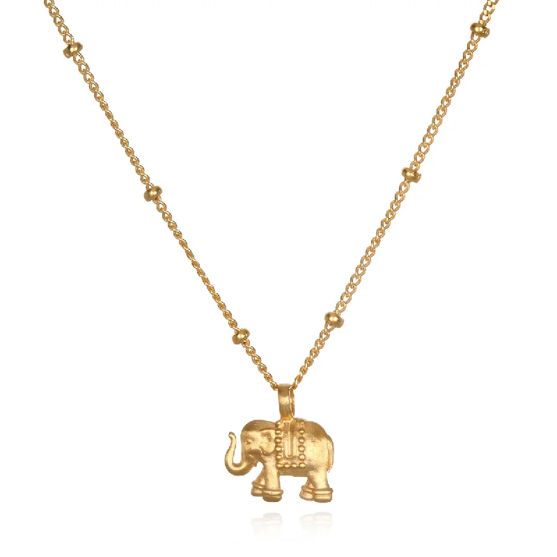 Stunning necklaces and pendants with aquamarine stones for a serene effect-Stand in Strength Elephant Necklace