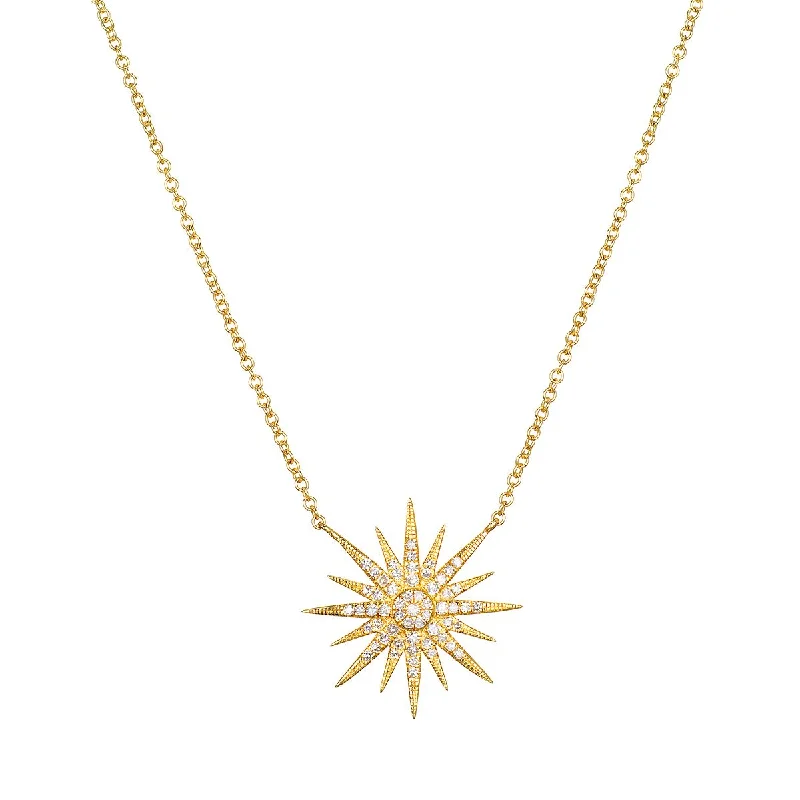 Beautiful necklaces and pendants with diamond-encrusted designs for maximum sparkle-Starburst Diamond 14kt Gold Necklace