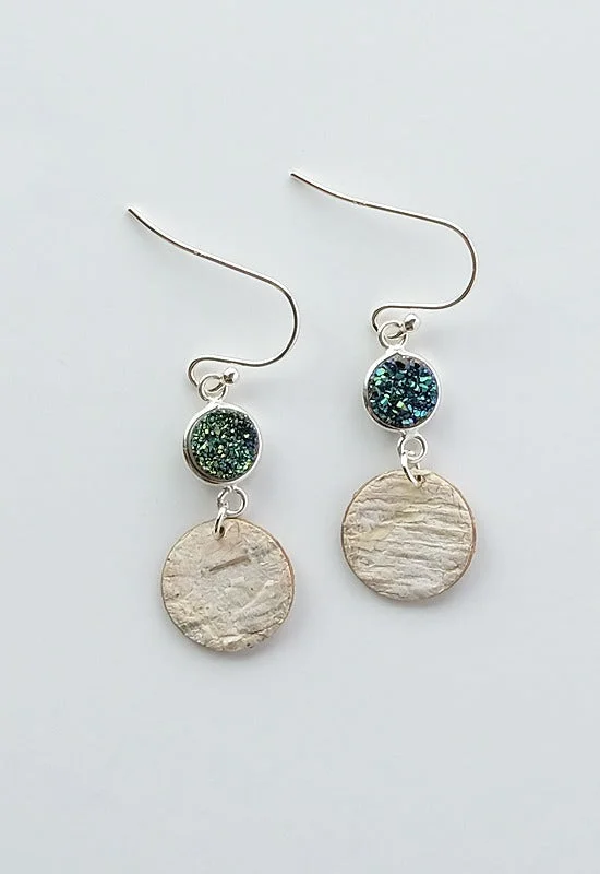 Best necklaces and pendants with emerald gemstones for a rich, sophisticated design-Sterling Silver Birch Bark earrings with teal druzy