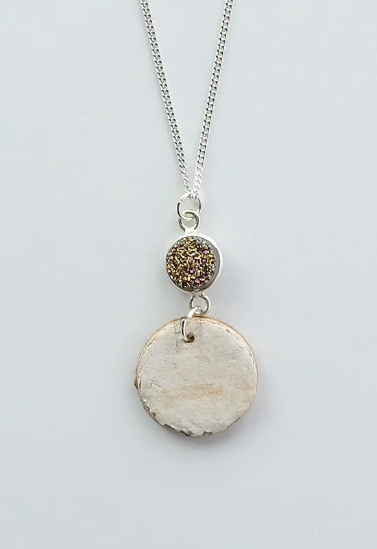 Beautiful necklaces and pendants with butterfly motifs for a whimsical style-Sterling Silver Birch Bark necklace with violet druzy