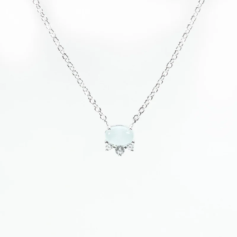 Beautiful necklaces and pendants with moon and star charms for a dreamy effect-Tiny Oval Rose-Cut Aquamarine Silver Necklace