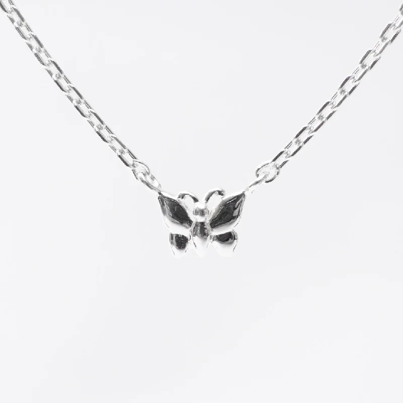 Elegant necklaces and pendants with diamond accents for added sparkle-Tiny Silver Butterfly Necklace