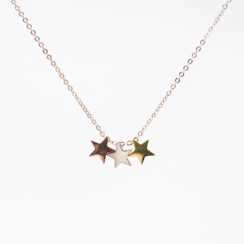 Necklaces and pendants with enamel accents for a colorful, eye-catching appearance-Triple Star Multi Necklace